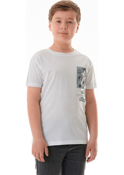 %100 Pamuk Uzay Baskılı Erkek Çocuk Tişört modelleri
