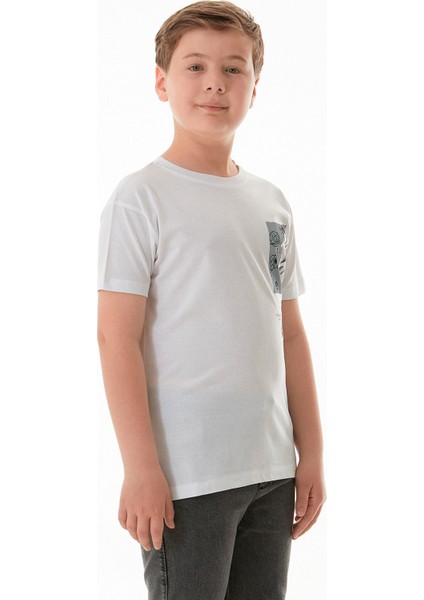 %100 Pamuk Uzay Baskılı Erkek Çocuk Tişört indirimleri