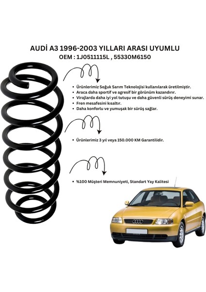 Arka Helezon Yay Takımı - 2 Adet Standart Yay ST102001R, Audi A3 (1996-2003) Uyumlu