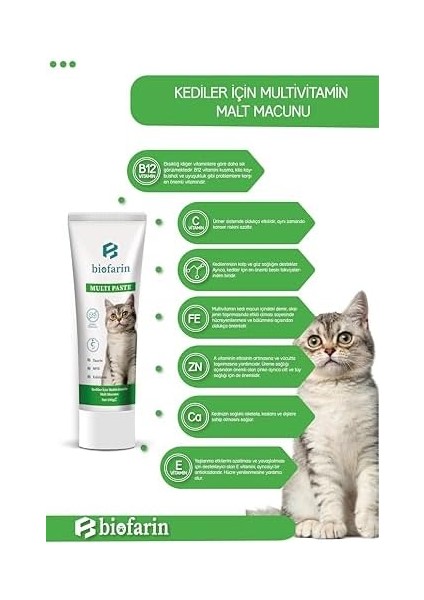 Kediler Için Multi Paste 100GR Destekleyici Tüy Yumak Önleyici Multivitamin Macun - Kedi Vitamini