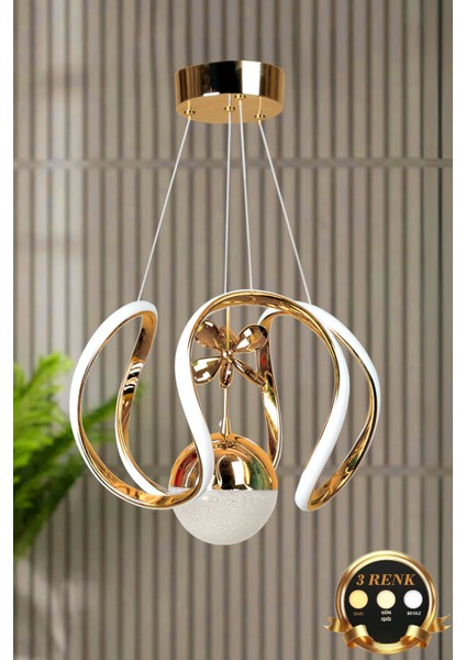 Clasy Model Gold Kaplama 3 Renk Metal Salon Mutfak Oturma Yatak Odası Modern LED Sarkıt Avize