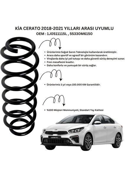Kia Cerato (2018-2021) Uyumlu Standart Yay ST102001R - Arka Helezon Yay Takımı - 2 Adet