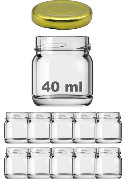 Şeffaf cam kavanoz seti, metal kapak, 40 cc, küçük ve kullanışlı, beyaz renk