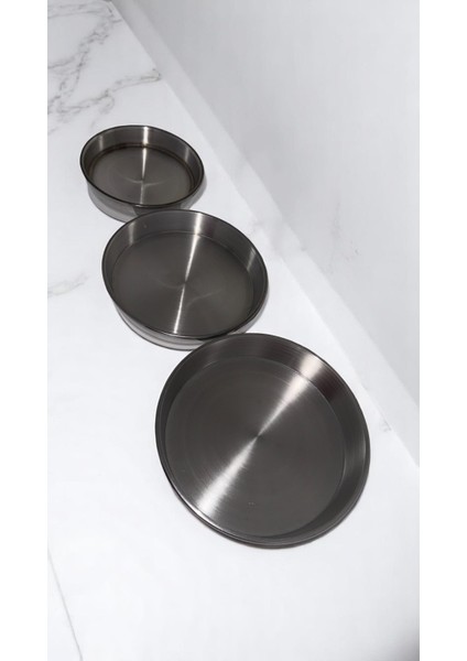 3'lü Paslanmaz Fırın Tepsisi Seti 19-23-25 cm