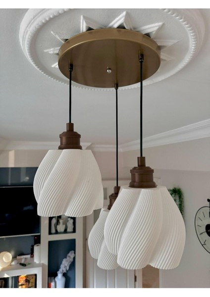 Luminaura 3'lü Eskitme Sarkıt Avize-3 Başlıklı Avize Modern Bohem E27 Yatak Odası Salon Yemek Odası