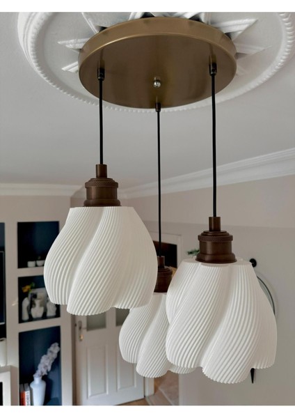 Luminaura 3'lü Eskitme Sarkıt Avize-3 Başlıklı Avize Modern Bohem E27 Yatak Odası Salon Yemek Odası