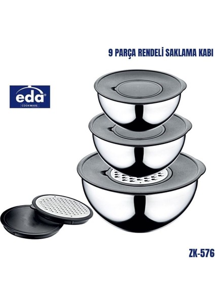 9 Parça Rendeli Saklama Çırpma Kabı