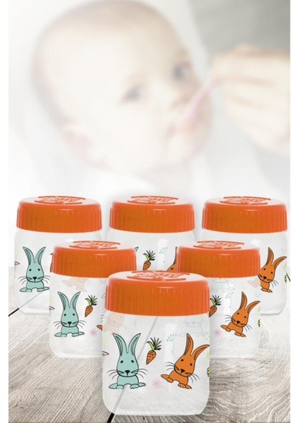 Altılı Desenli Bebek Mama Kavanozu 200 ml
