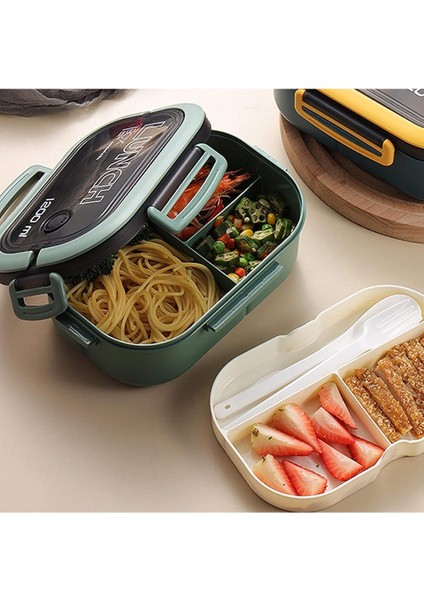 1200 ml 2 Katlı 6 Bölmeli Bento Beslenme Çantası - Hava Kilitli, Mikrodalgada Kullanılabilir, Bpa'sı