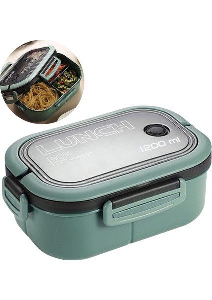 1200 ml 2 Katlı 6 Bölmeli Bento Beslenme Çantası - Hava Kilitli, Mikrodalgada Kullanılabilir, Bpa'sı