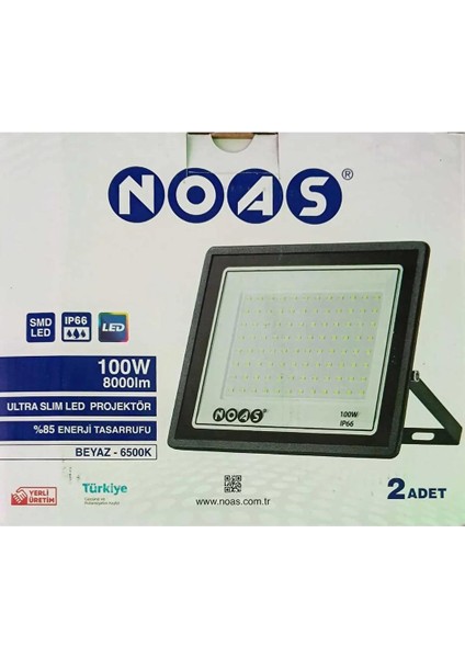 Projektör 100W Dış Mekan LED Projektör | Slim Kasa | IP66 | Soğuk Beyaz Işık