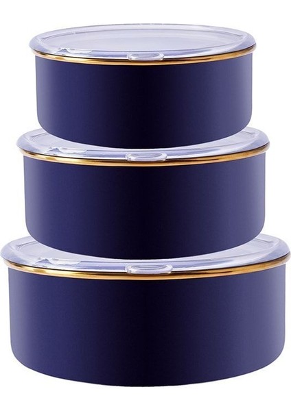 Lacivert Emaye Saklama Kapları 3'lü Set, şık ve dayanıklı mutfaklar için ideal