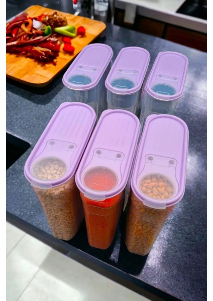 Renkli 3'lü Saklama Kabı Seti, Şık ve Kullanışlı, 4L Kapasiteli, Plastik, 6 Parça fırsatları