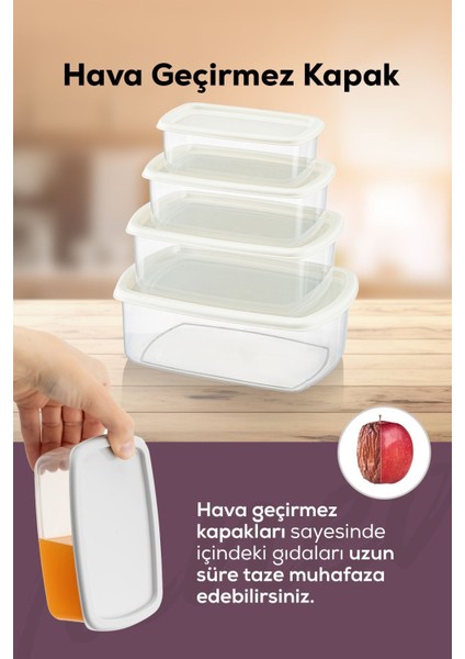 Dört Parça Hava Geçirmez Saklama Kabı Seti, Gri, Farklı Boyutlar (250-1200 ML) indirimleri