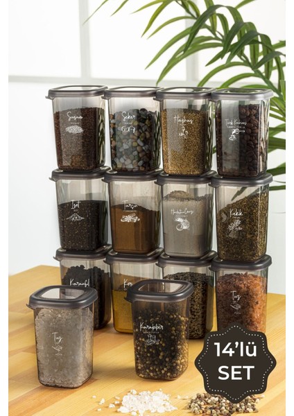 14'lü Beyaz Serigrafi Baharatlık Takımı, Şık ve Kullanışlı Mutfak Gereçleri