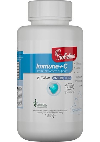 Immune C Tablet ve Kedi ve Köpekler Için Desteği ve 75 Tablet