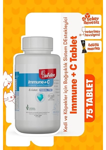 Immune C Tablet ve Kedi ve Köpekler Için Desteği ve 75 Tablet fiyatları
