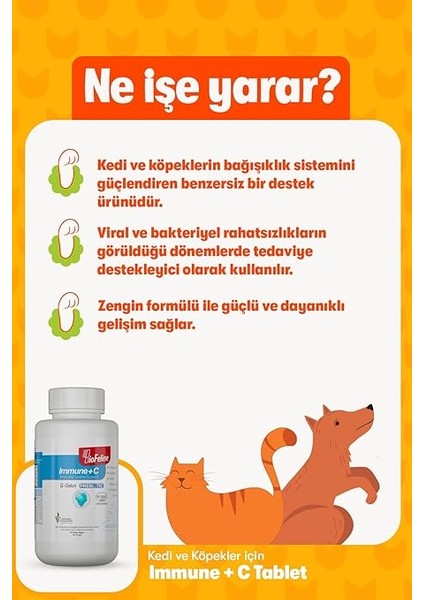 Immune C Tablet ve Kedi ve Köpekler Için Desteği ve 75 Tablet fırsatları