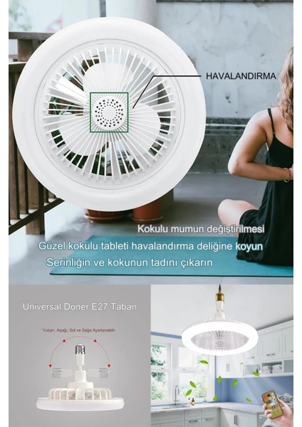Hız ve Işık Ayarlı Yeni Nesil Avize Vantilatör 3 Modlu Salon Yatak Odası Mutfak E27 Lamba