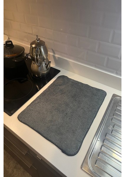 Gri Tüylü Mikrofiber Bulaşık Kurulama Matı 40X50CM(36X45) Bulaşık Altlığı modelleri