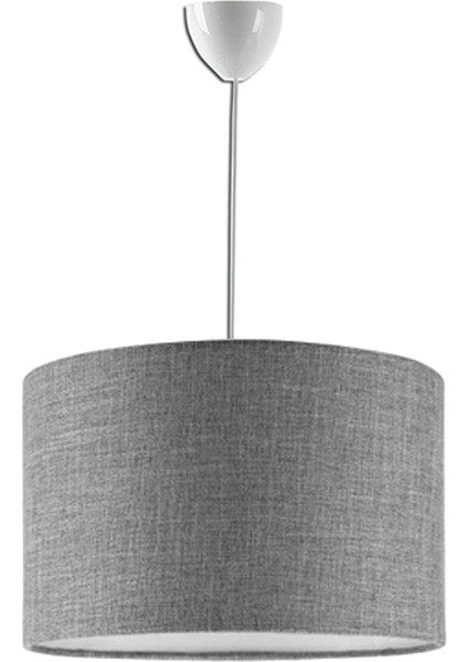 Gri Kumaşlı Abajur Çap 30 cm Sarkıt Tekli Avize 6217