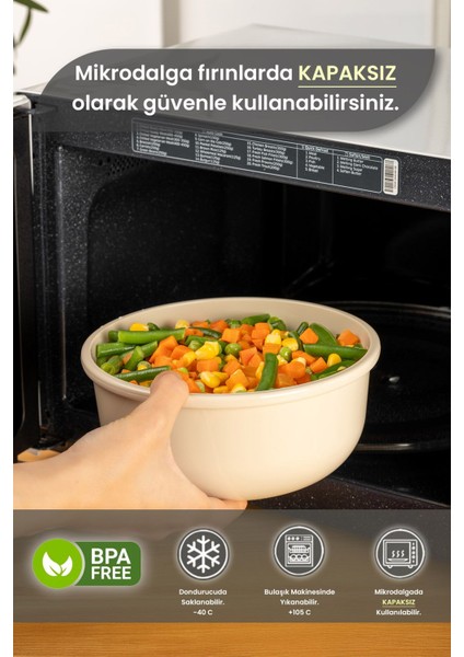 3'lü Saklama Kabı Seti, Mikrodalga ve Dondurucu Uyumlu, Bej, 1500-4500 ml, 3 Parça fiyatları