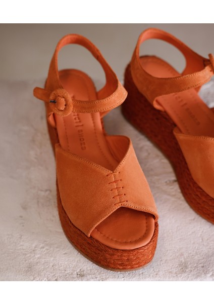 Platform Taban Deri Espadril
