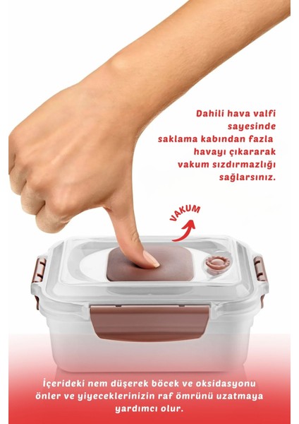 4'lü Set Vakum Kapaklı Mikrodalga ve Difrizde Kullanılabilen Saklama Kabı Seti