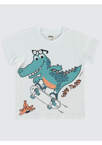 Erkek Bebek Tişört 6-18 Ay Beyaz