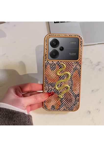 Xiaomi Redmi Note 13 Pro Plus 5g Uyumlu Kılıf Zebana Golden Serpent Silikon Kılıf Turuncu