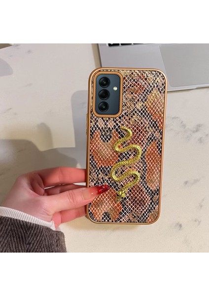 Samsung Galaxy A16 Uyumlu Kılıf Zebana Golden Serpent Silikon Kılıf Turuncu