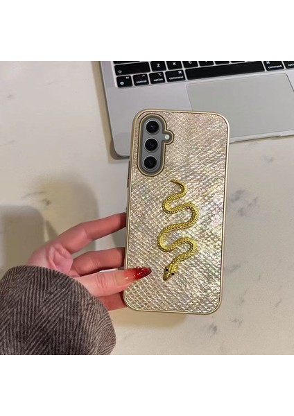Samsung Galaxy S25 Plus Uyumlu Kılıf Zebana Golden Serpent Silikon Kılıf Gold
