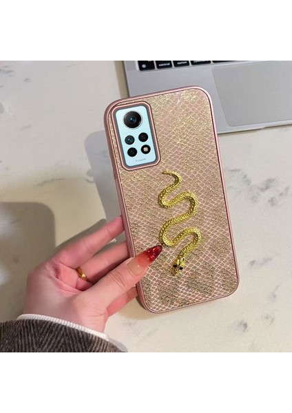 Xiaomi Redmi Note 12 Pro 4g Uyumlu Kılıf Zebana Golden Serpent Silikon Kılıf Rose Gold