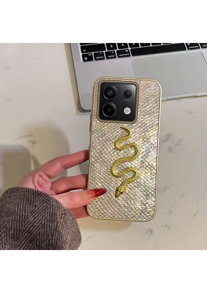 Xiaomi Poco M6 Pro Uyumlu Kılıf Zebana Golden Serpent Silikon Kılıf Gold
