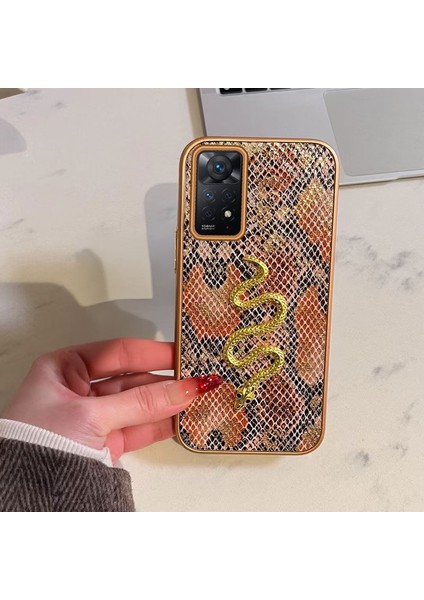 Xiaomi Redmi Note 11 Pro Uyumlu Kılıf Zebana Golden Serpent Silikon Kılıf Turuncu