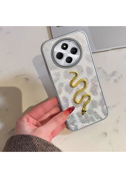 Xiaomi Redmi 14C Uyumlu Kılıf Zebana Golden Serpent Silikon Kılıf Gri