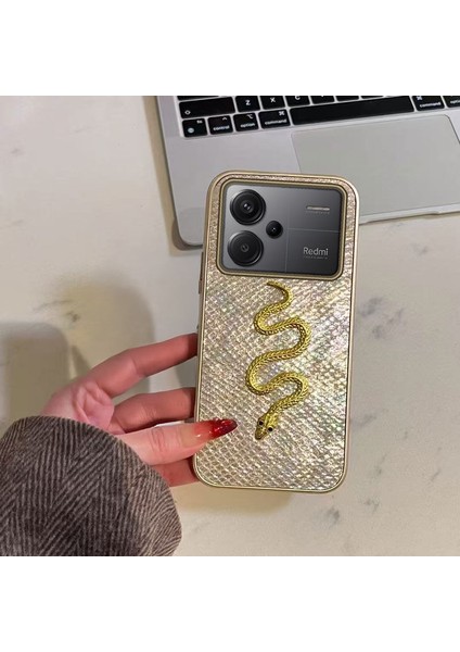 Xiaomi Redmi Note 13 Pro Plus 5g Uyumlu Kılıf Zebana Golden Serpent Silikon Kılıf Gold