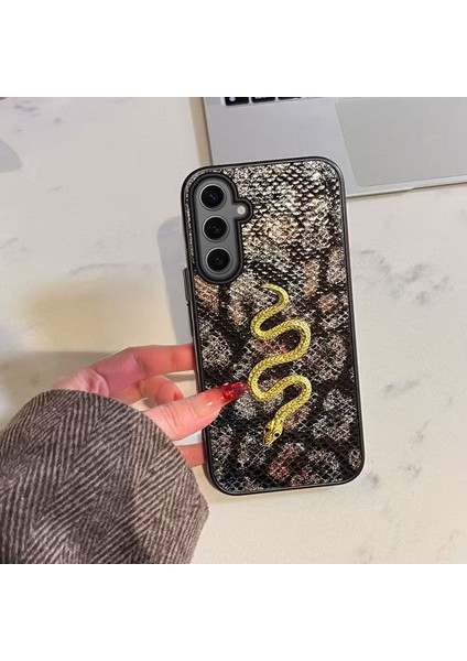 Samsung Galaxy S25 Plus Uyumlu Kılıf Zebana Golden Serpent Silikon Kılıf Siyah