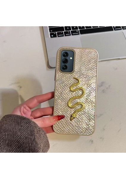 Samsung Galaxy A15 Uyumlu Kılıf Zebana Golden Serpent Silikon Kılıf Gold