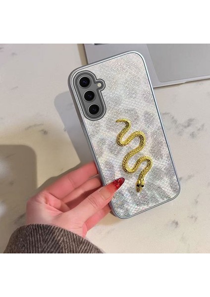 Samsung Galaxy S24 Fe Uyumlu Kılıf Zebana Golden Serpent Silikon Kılıf Gri