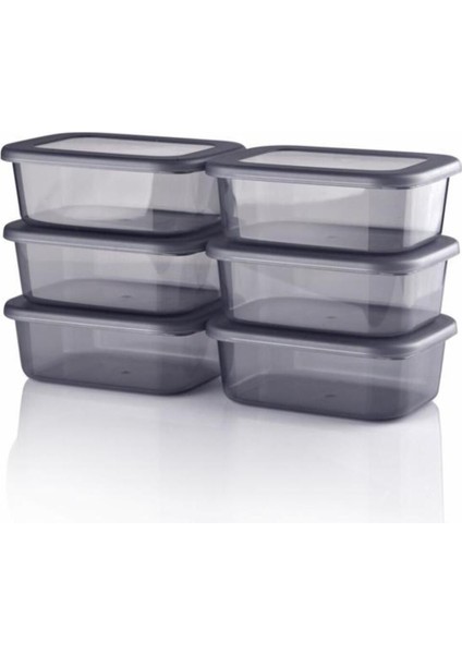 6'lı Çok Amaçlı Saklama Kabı Seti, Mikrodalga ve Dondurucu Uyumlu, Şeffaf ve Antrasit modelleri