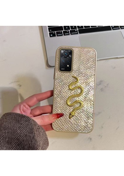 Xiaomi Redmi Note 11 Pro Uyumlu Kılıf Zebana Golden Serpent Silikon Kılıf Gold