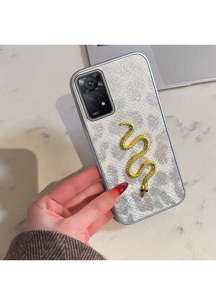 Xiaomi Redmi Note 11 Pro 4g Uyumlu Kılıf Zebana Golden Serpent Silikon Kılıf Gri