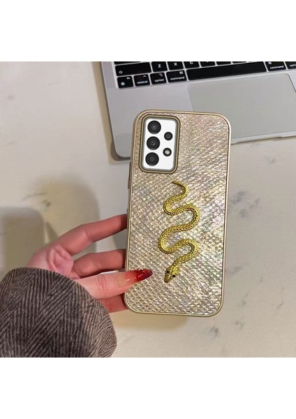 Samsung Galaxy A32 Uyumlu Kılıf Zebana Golden Serpent Silikon Kılıf Gold