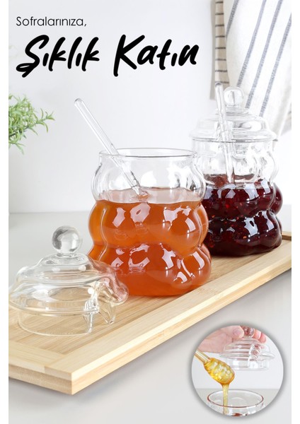 2'li cam bal kavanozu seti, kapaklı, boncuk şekilli, 400ml, şık ve kullanışlı indirimleri