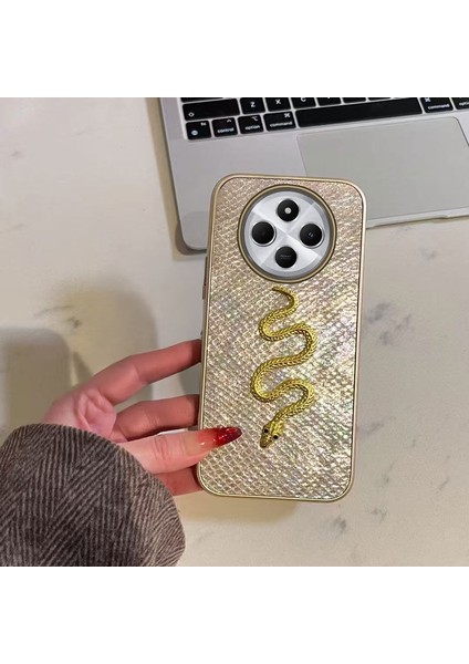 Xiaomi Redmi 14C Uyumlu Kılıf Zebana Golden Serpent Silikon Kılıf Gold