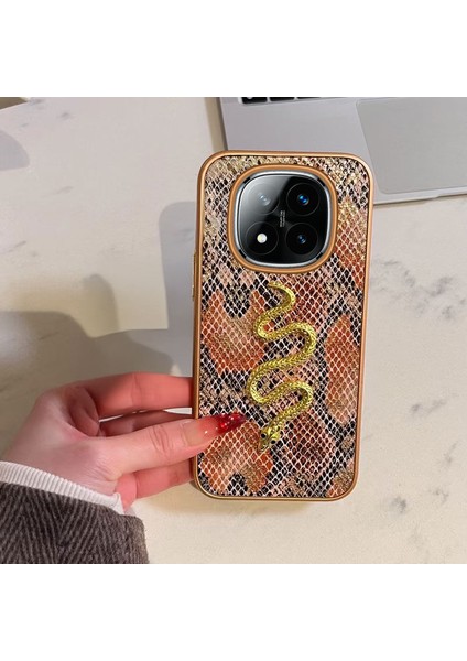Xiaomi Redmi Note 14 Pro Plus 5g Uyumlu Kılıf Zebana Golden Serpent Silikon Kılıf Turuncu
