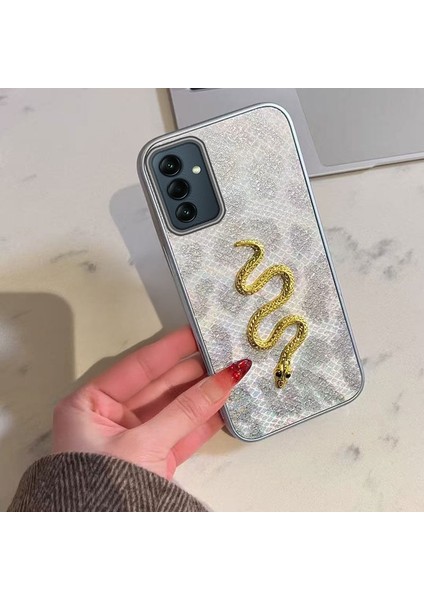 Samsung Galaxy A35 5g Uyumlu Kılıf Zebana Golden Serpent Silikon Kılıf Gri