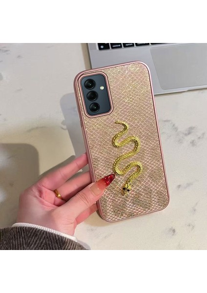 Samsung Galaxy A55 Uyumlu Kılıf Zebana Golden Serpent Silikon Kılıf Rose Gold