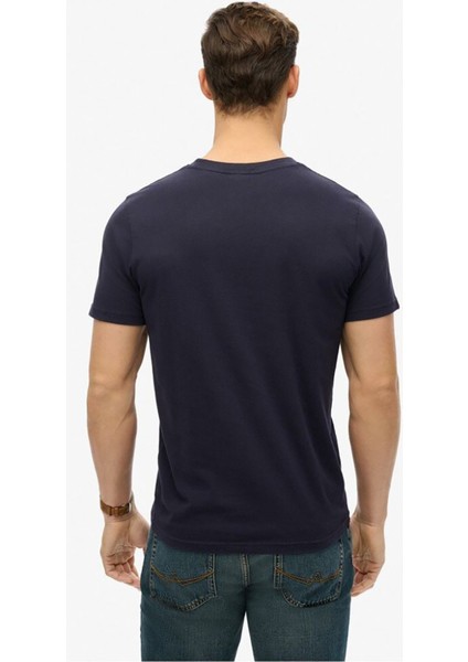 Bisiklet Yaka Lacivert Erkek T-Shirt M1012136A-THG_GASOLINE Graphıc Rela modelleri